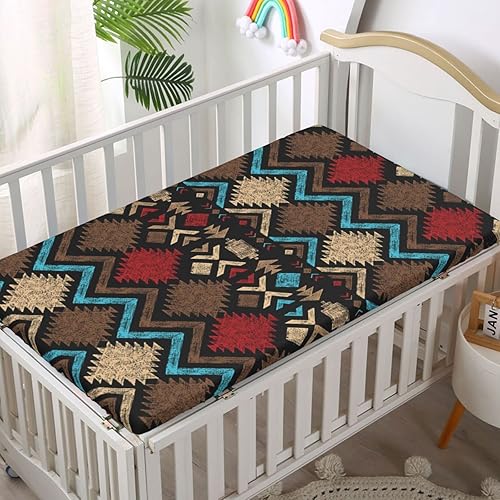Miniatura 2 de Sábana bajera ajustable para cuna con temática azteca, sábana bajera estándar para cuna, suave y elástica, sábana bajera para cuna o sábana de cama