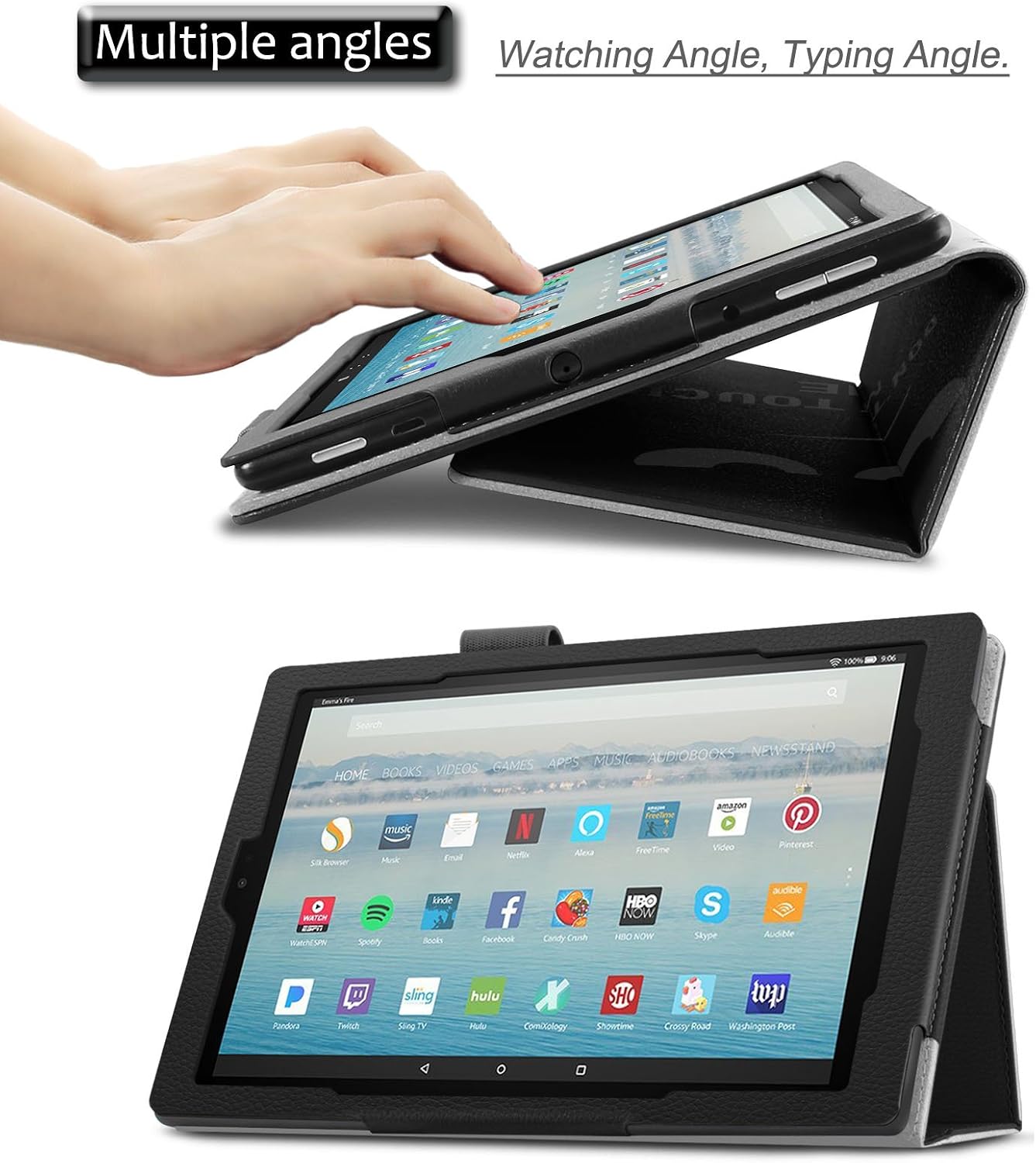 Infiland All-New Fire HD 10 2017 Case - Premium Folio Smart Stand Cover with Auto Wake/Sleep Function for All-New Fire HD 10 Tablet 10.1" (7th Generation, 2017 Release), Not Touch