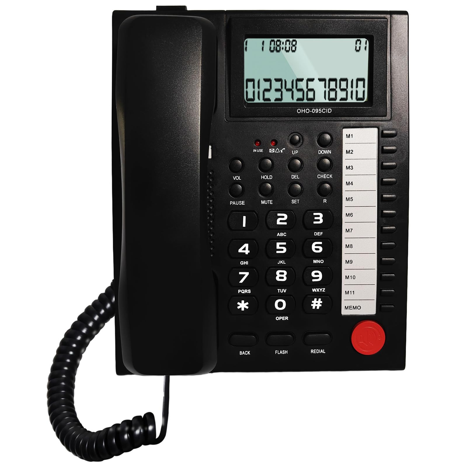 Telefono fisso fisso con filo per ufficio con schermo luminoso di identificazione del chiamante e cuffie vivavoce opzione telefono desktop con cuffie
