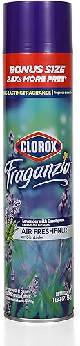 Clorox Fraganzia - Ambientador en aerosol en lavanda con aroma a eucalipto, ambientador de larga duración, 20 onzas, ambientador de habitación de
