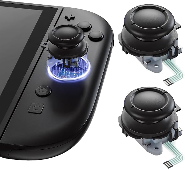 eXtremeRate Replacement 3D Joystick for Nintendo Switch 2 JoyCon, Controller Left Right Analog Stick Thumbsticks with Repair Tools for JoyCon 2, Multi-Colors - Black - 1