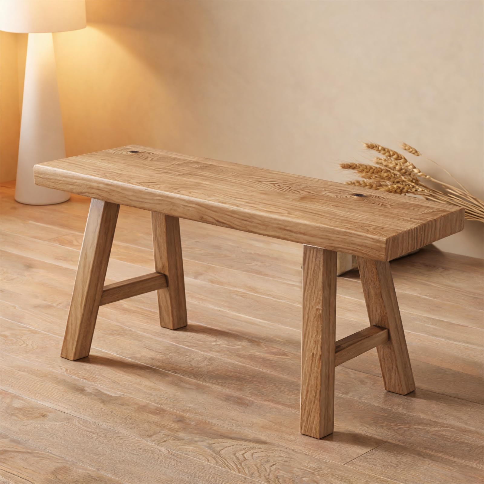 Banco de madera maciza rústica de 80 cm para mesa de comedor estrecha