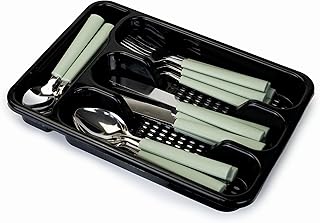 Berger Cutlery Set, 25 Piece Set - Includes Knives, Forks, Spoons, Teaspoons, with Tableware Box - Green
