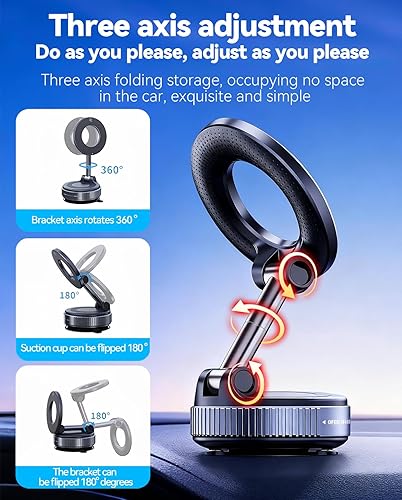 Miniatura 4 de Soporte magnético para teléfono de automóvil de absorción al vacío, adecuado para teléfonos iPhone y Android, soporte de ventosa ajustable de 360
