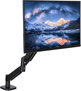 aceyoon Single Monitor Desk Mount Cable Management Full Adjustable Monitor Stand Supports up to 22lbs Durable Stable Single Screen Arm for 13-32 Inch Screens, Computer, IPS/LED Display