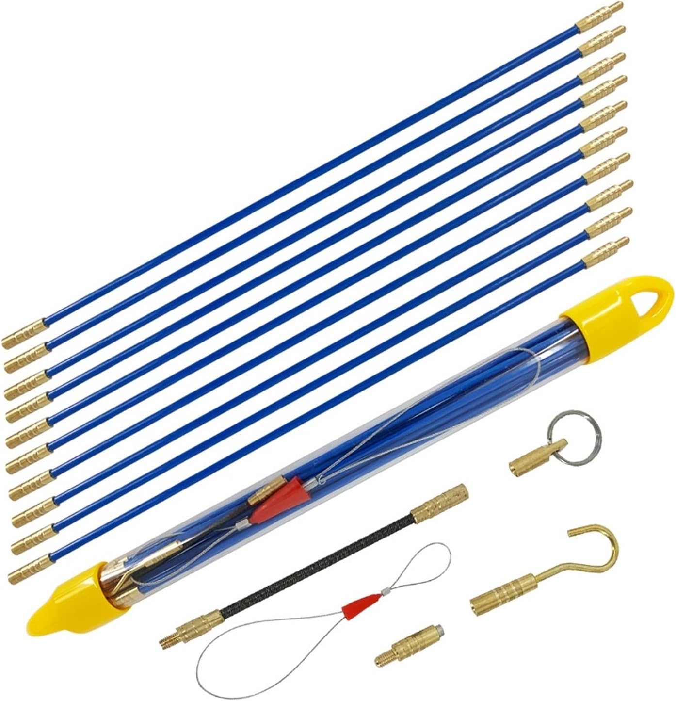 Fish Tape Cable Puller， 4mm*33cm Electrical Cable Puller, Fiberglass Duct Rod Fish Tape, Rodder Pull 10pcs