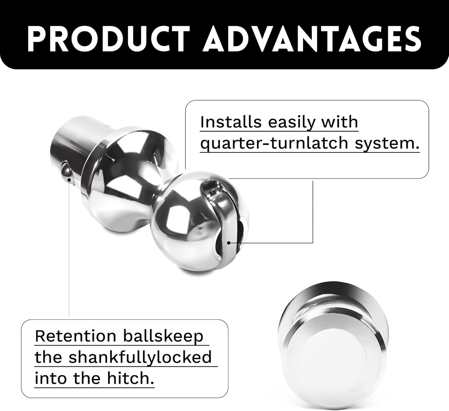 Gooseneck Ball 60601，Puck System Gooseneck Hitch Kit Compatible with 2013-2024 Dodge Ram 2500/3500，2-5/16 Inch Gooseneck Ball for Truck Bed Safety Chain Anchors | 30000 lbs GTW/ 7500 lbs VTW