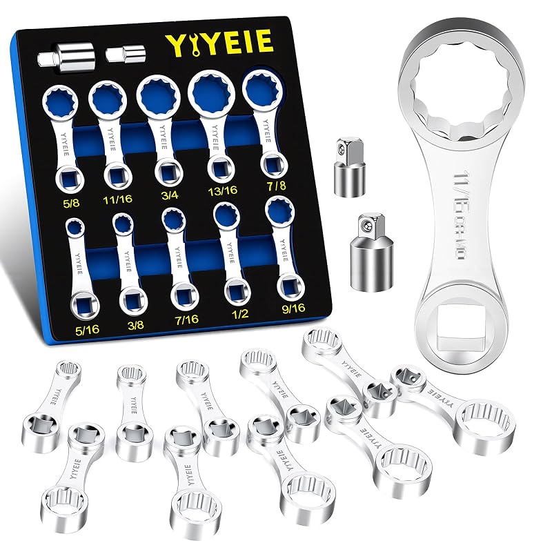 Kit de Adaptadores para Chave de Torque YIYEIE SAE em Aço Cromo-Vanádio, 12 Peças
