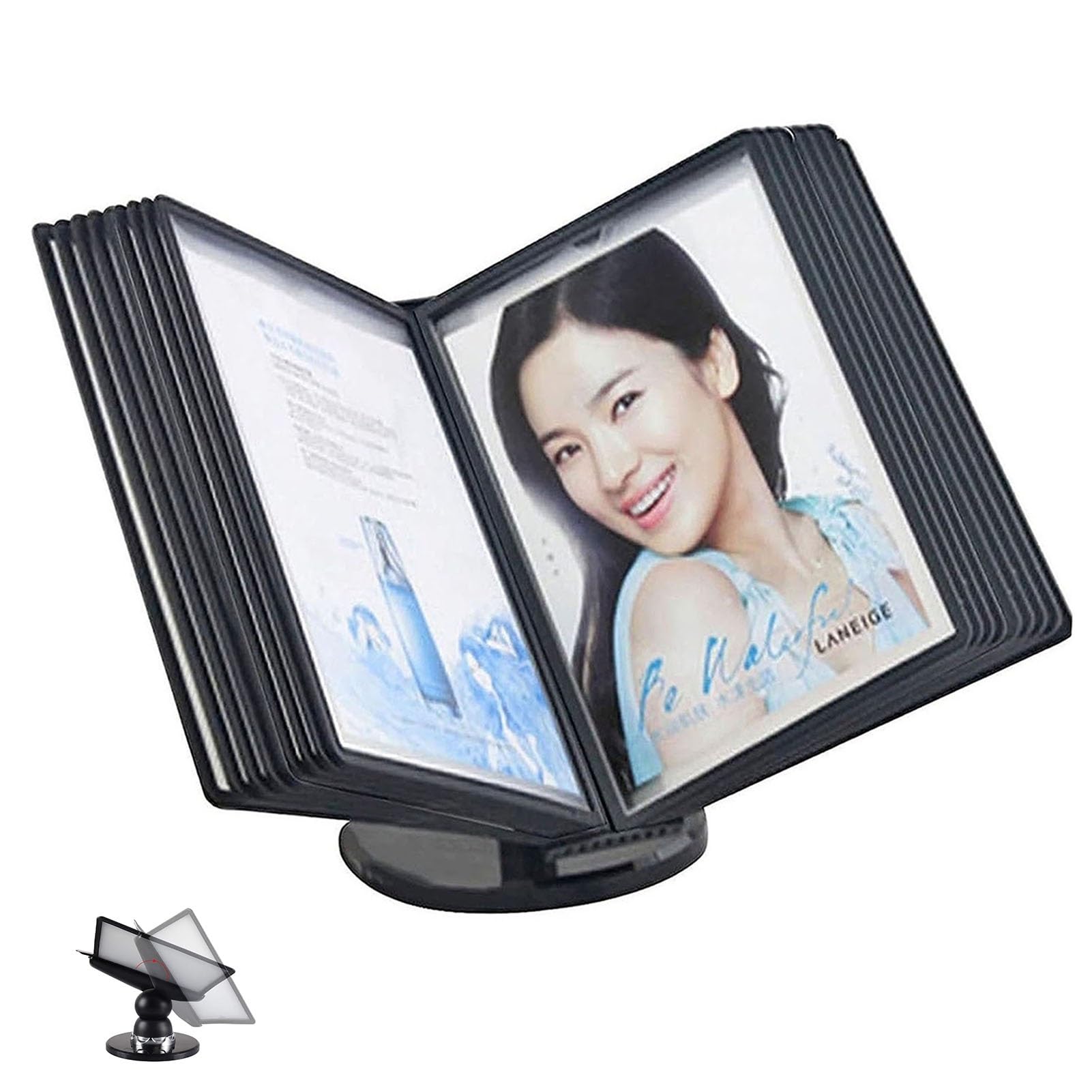 OLSKFUH Desk Reference Organizer - Desktop Reference System 10 Display Pockets 20 Sheet Capacity Adjustable File Or,