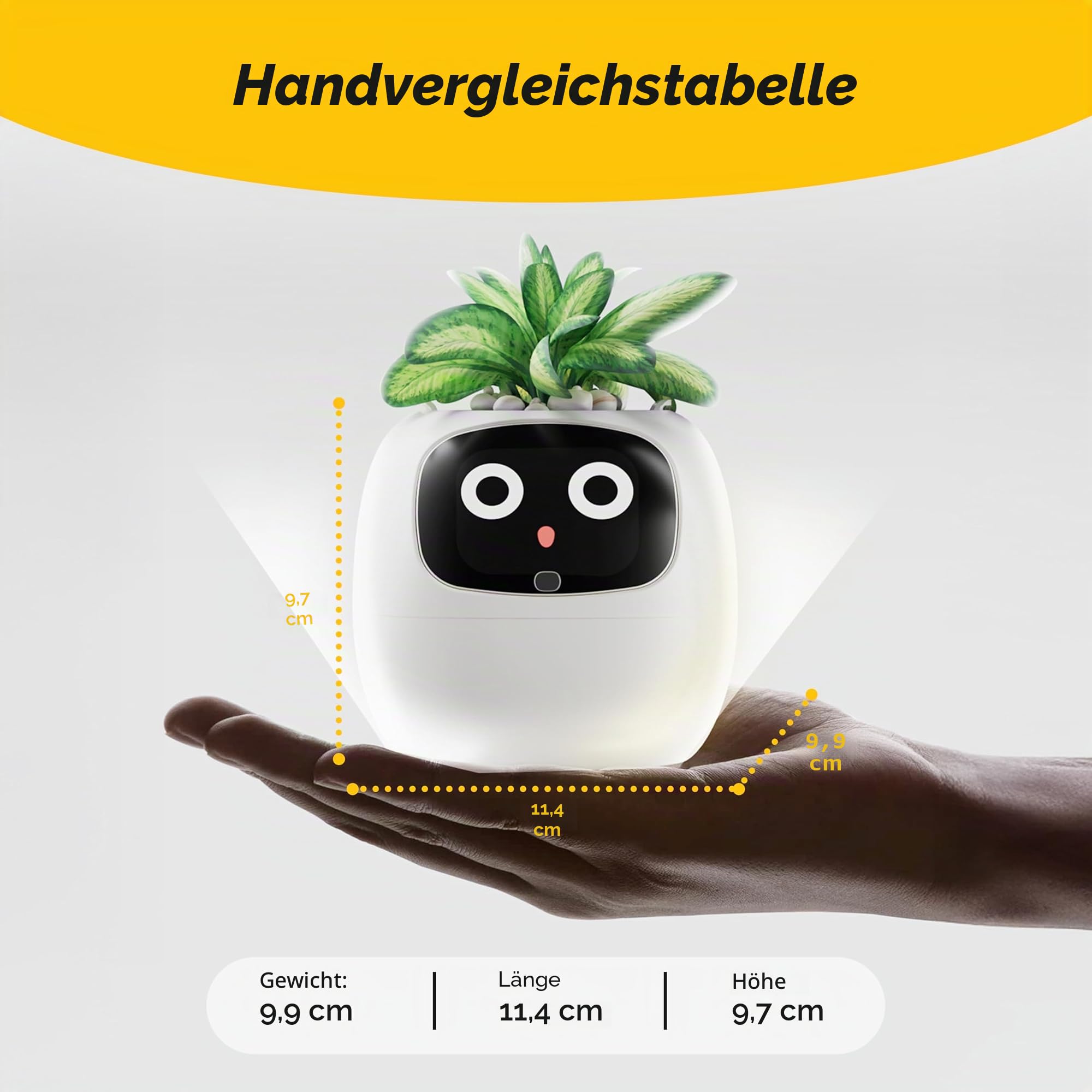 PLANTSIO Smart Pet Pflanzgefäß Roboter Anleitung zur Pflanzenpflege mit Emojis, Bezaubernder Pflanzenbegleiter mit reichhaltiger Gesteninteraktion(Olivgrün)