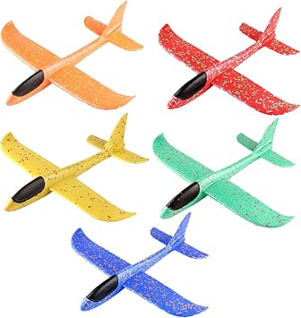 5/4/3/2 Pack Foam Glider Planes Flying Toys, Large Throwing Foam Plane/Gliders with 2 Flight Mode, Manual Launch Epp Flying Aircraft Planes for Outdoor Sport Game Toys,Summer Gift for Boy Girl 5Pcs