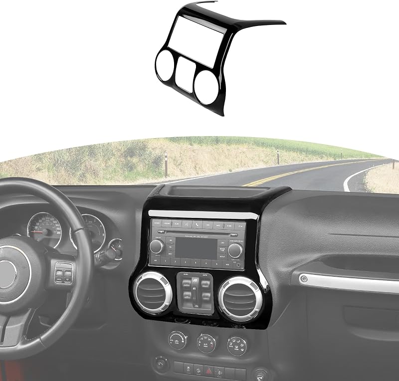 Moldura de acabamento para tela do rádio e saídas de ar RT-TCZ preta para Jeep Wrangler JK/JKU 2011–2017 – 1 unidade