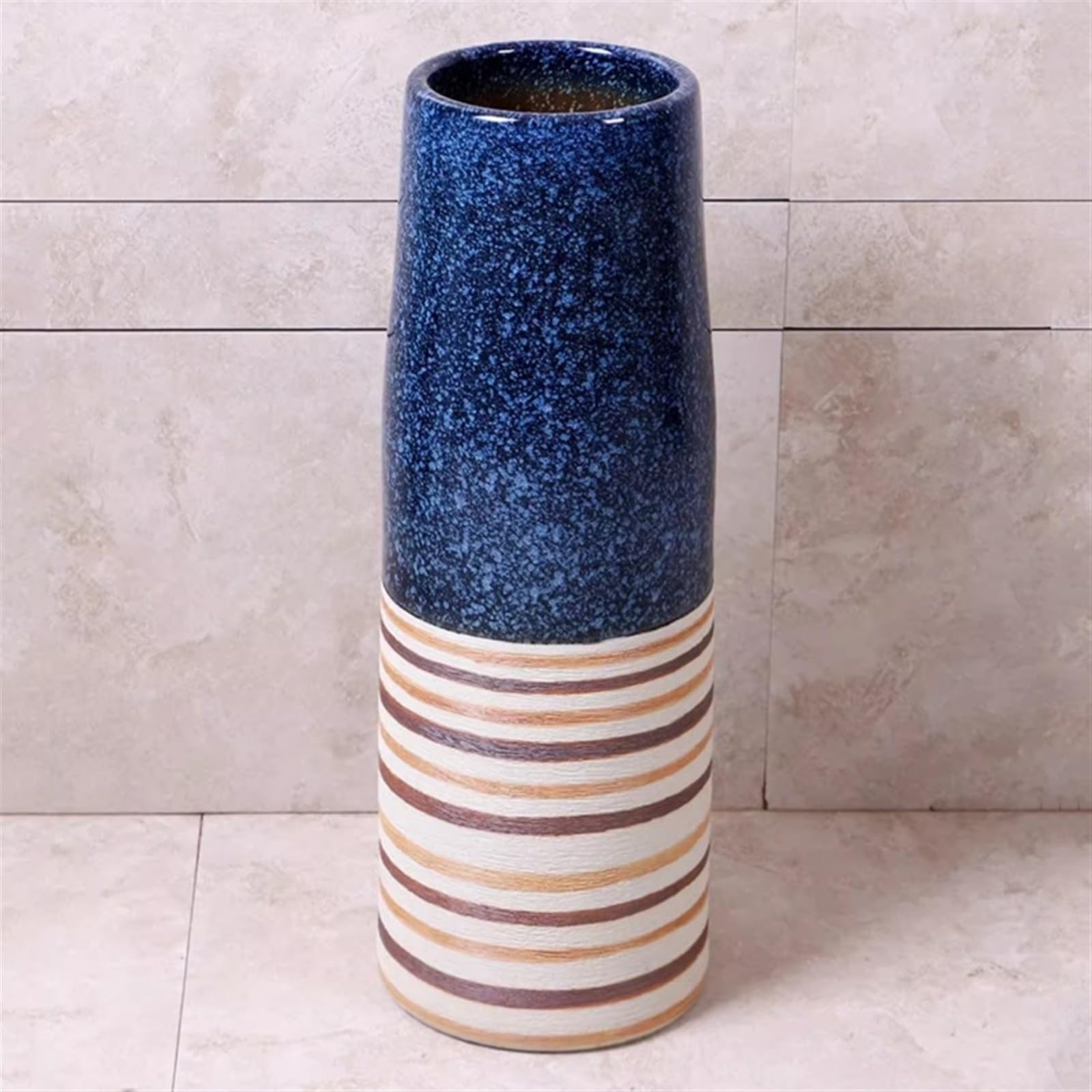 Fregadero pequeño de 15.7 pulgadas, lavabo de columna de cerámica para interiores y exteriores, tamaño C, talla única, B-One Size