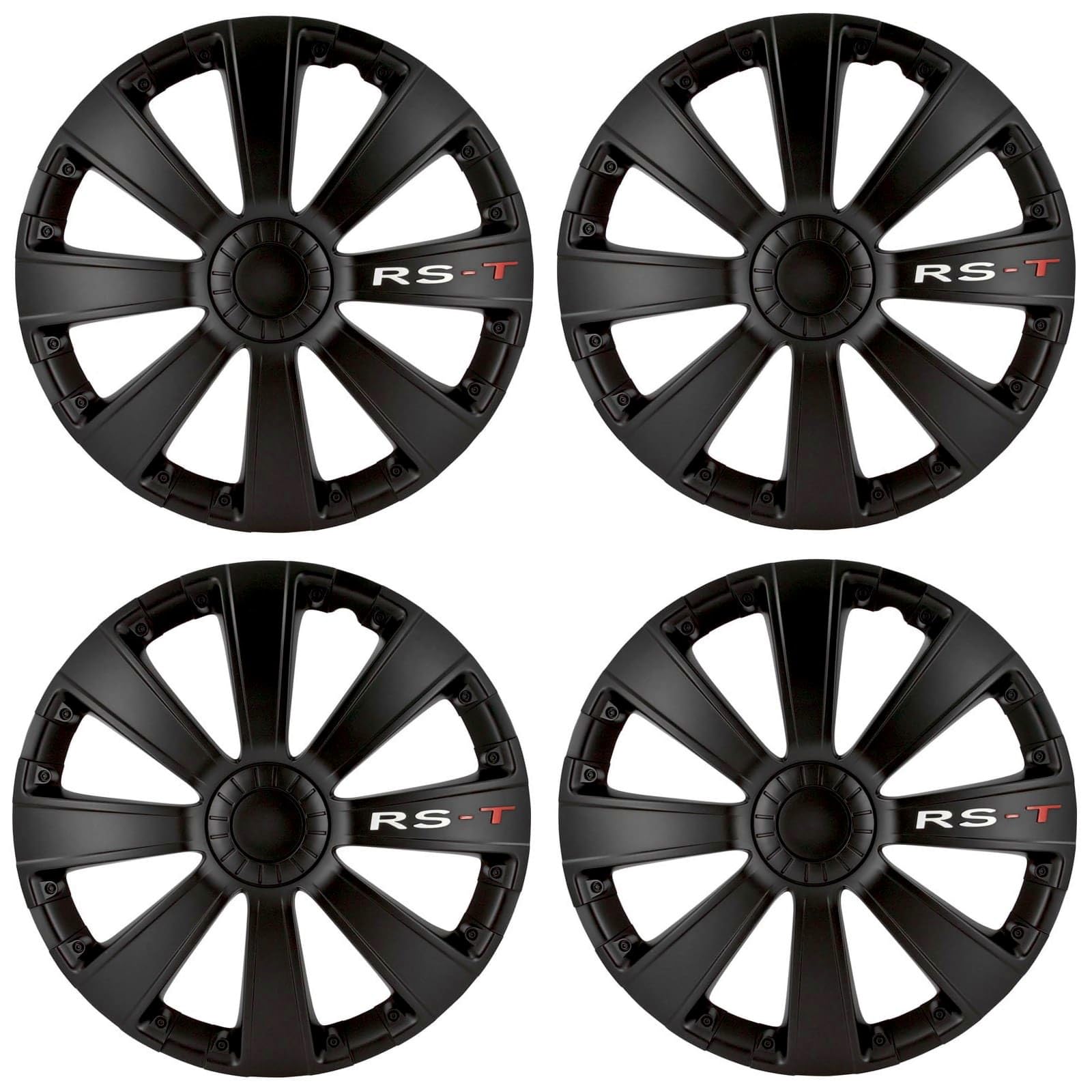 Copricerchi di alta qualità, 14 pollici, colore nero opaco, con scritta, set di 4 copricerchi per cerchioni in acciaio, copricerchi per una protezione ottimale dei cerchioni