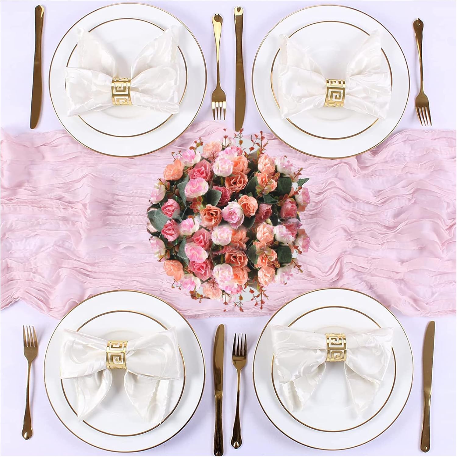 JYFLZQ Pink Cheesecloth Table Runner 35 x 120 Inch 12 Packs 10ft Cheese Cloth Gauze Table Runner Boho Wedding Table Runner Bridal Shower Party Decorations