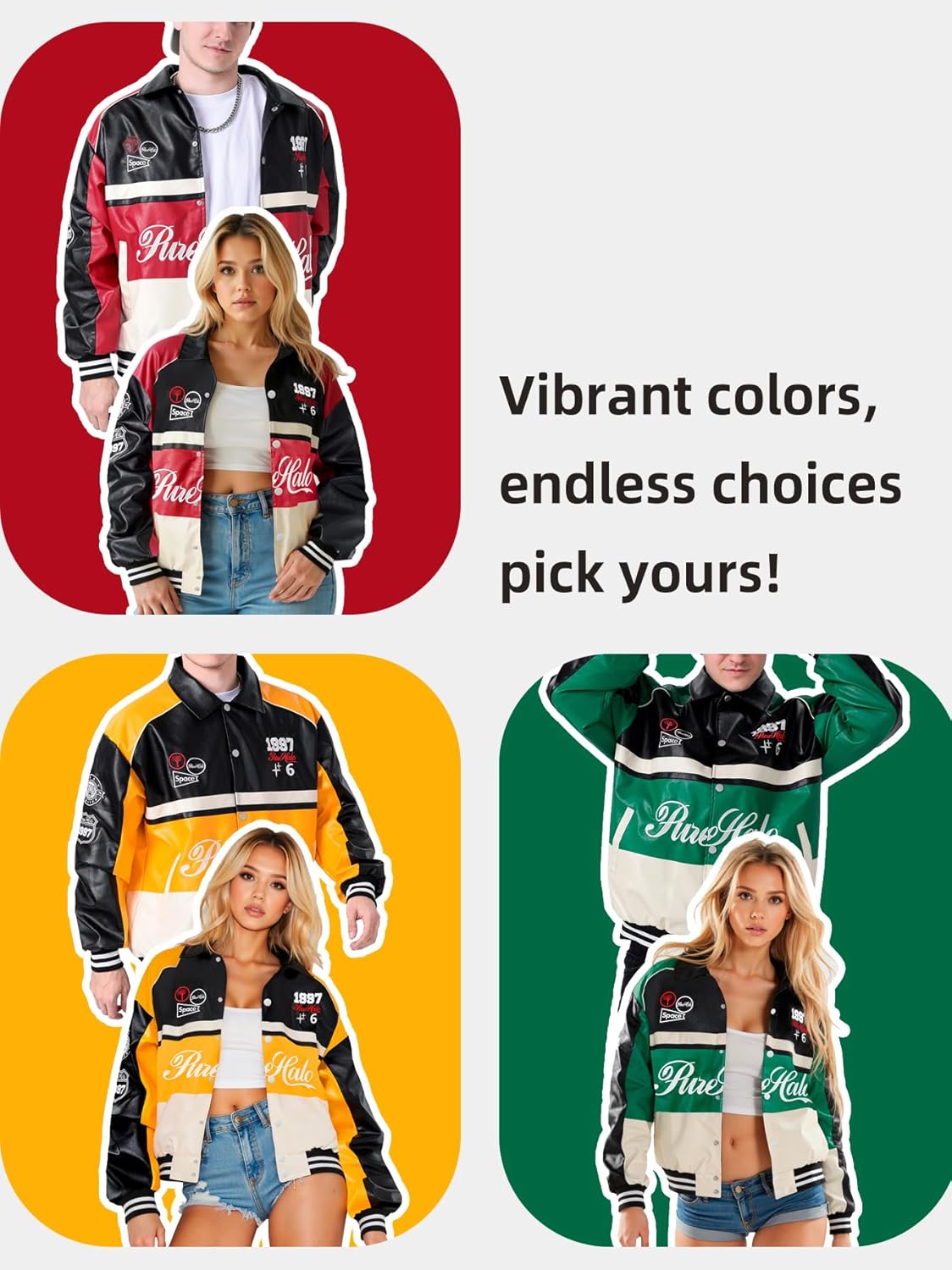 RAOENJADO Men's Racing Jacket Faux Leather Racer Motorcycle Biker Jacket in Motocross Style - Image 8