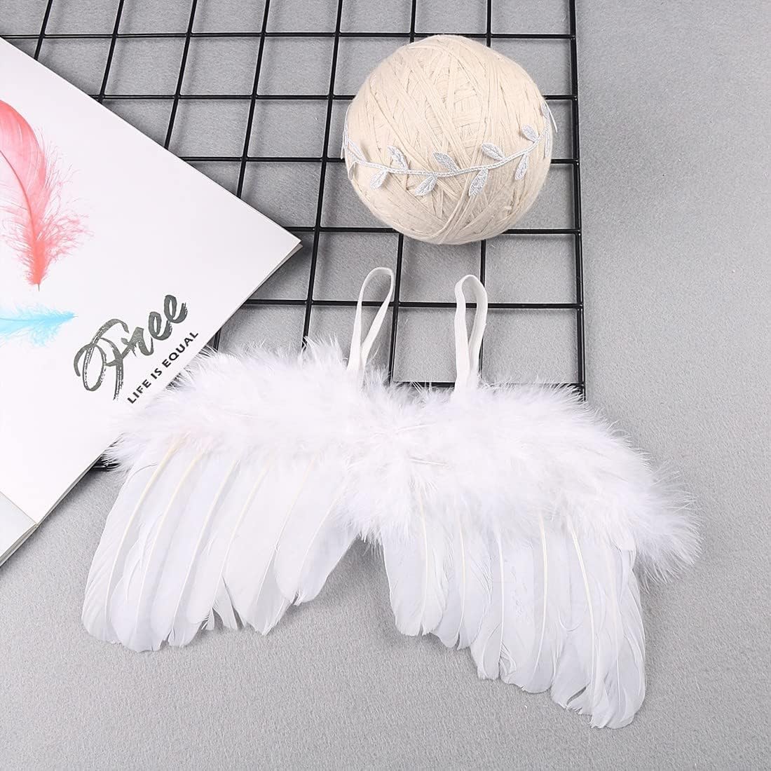 Uposao Costume D’ange Pour Bébé – Ailes En Plumes Et Bandeau Fleur, Accessoire Photo Nouveau-né 0-2 Mois, Blanc/rose, Doux Et Confortable, Parfait Pour Séance Photo Et Anniversaire