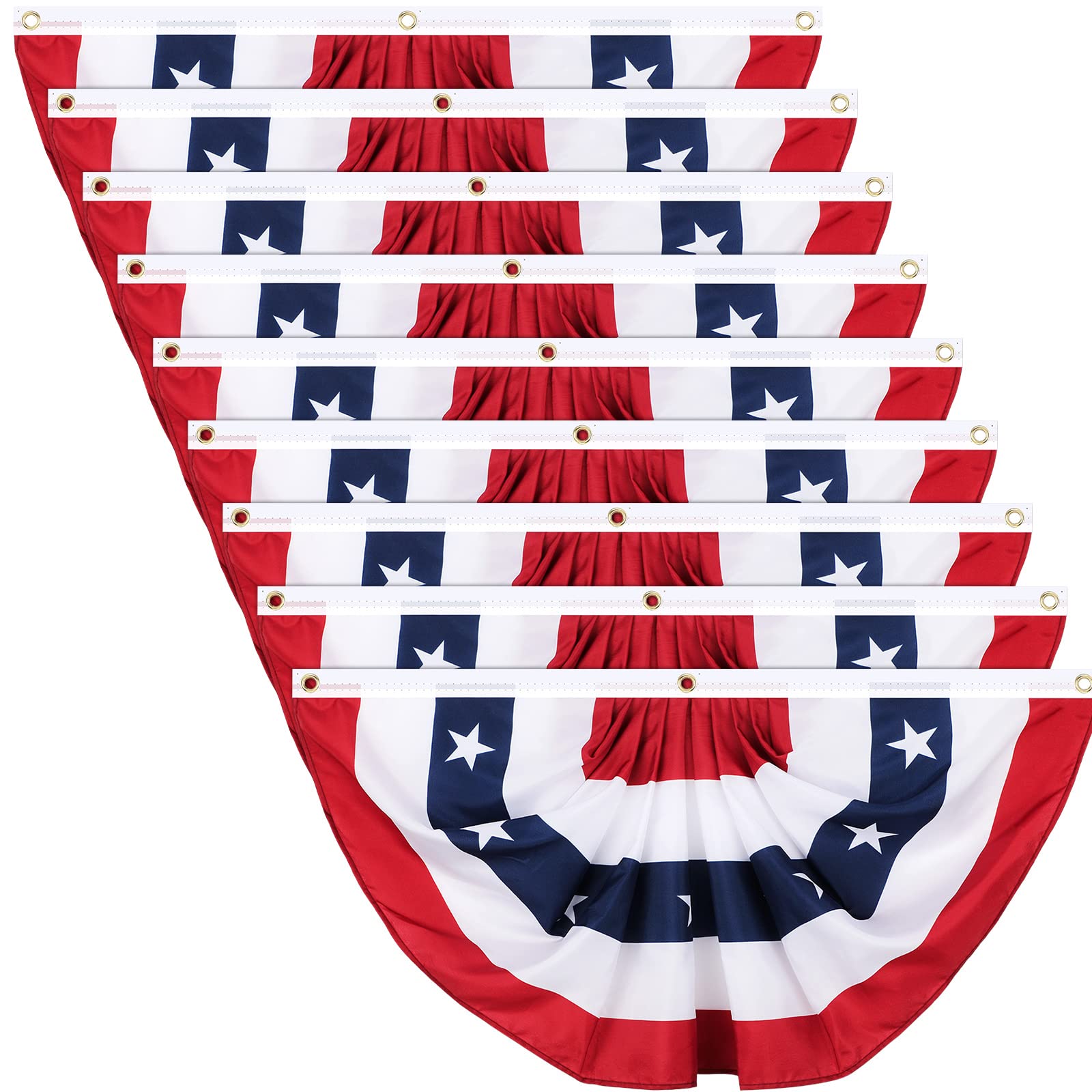 Tatuo 9 Pcs 2 x 4 Feet 250th Anniversary Pleated Fan Flags, 4th of July Patriotic Decorations American USA Bunting Flag Stars and Stripes Banner for