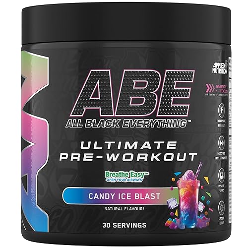 Applied Nutrition ABE Pre Workout - All Black Everything Pre Workout Powder, Energy & Physical Performance with Citrulline, Creatine, Beta Alanine (375g - 30 Servings) (Candy Ice Blast) - Candy Ice Blast