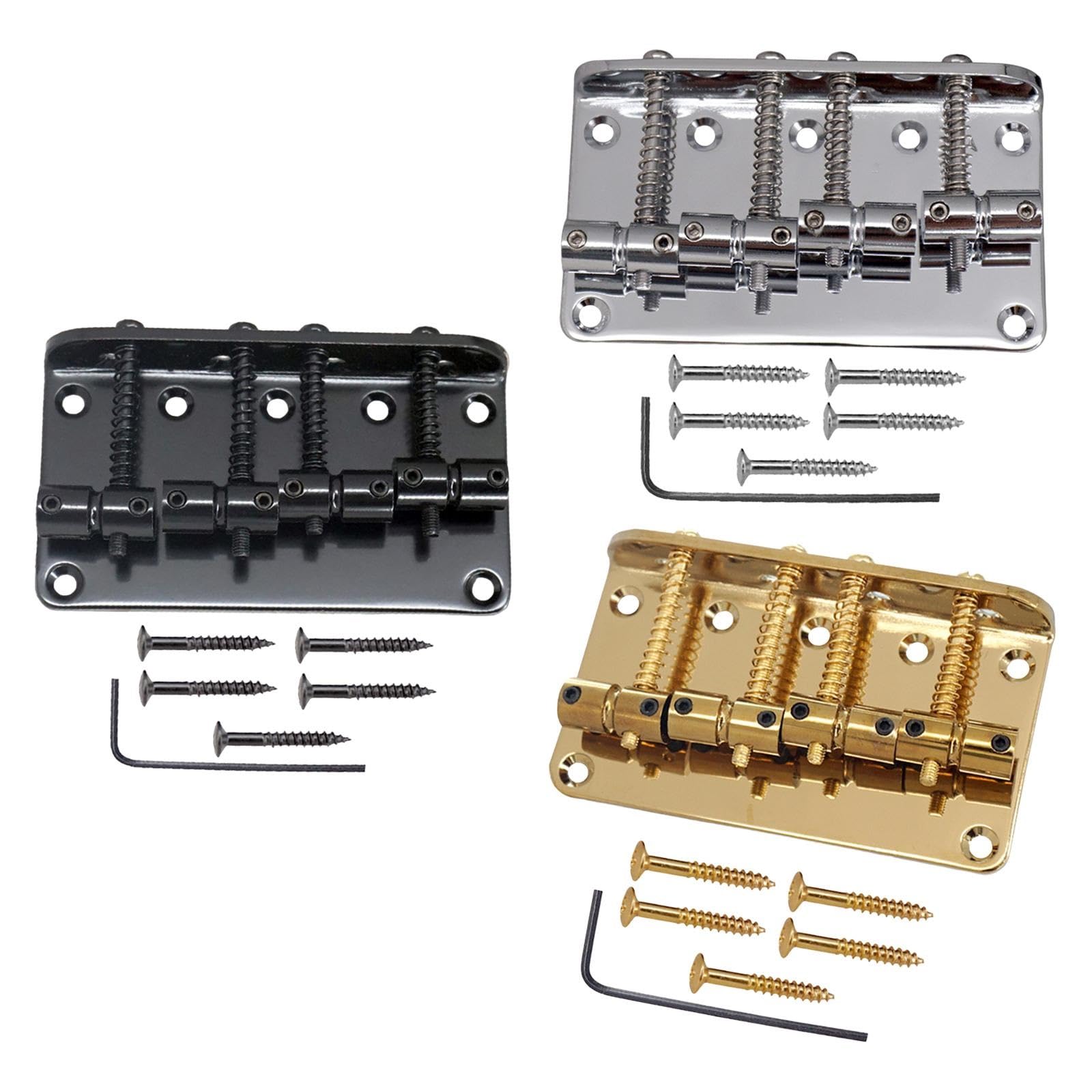 Juego De Puente Para Guitarra Eléctrica 4 Strings Bass Bridge Tailpiece Saddle Bridge Electric Guitar Plate Instrument For Electric Guitar (Color : Aureate)