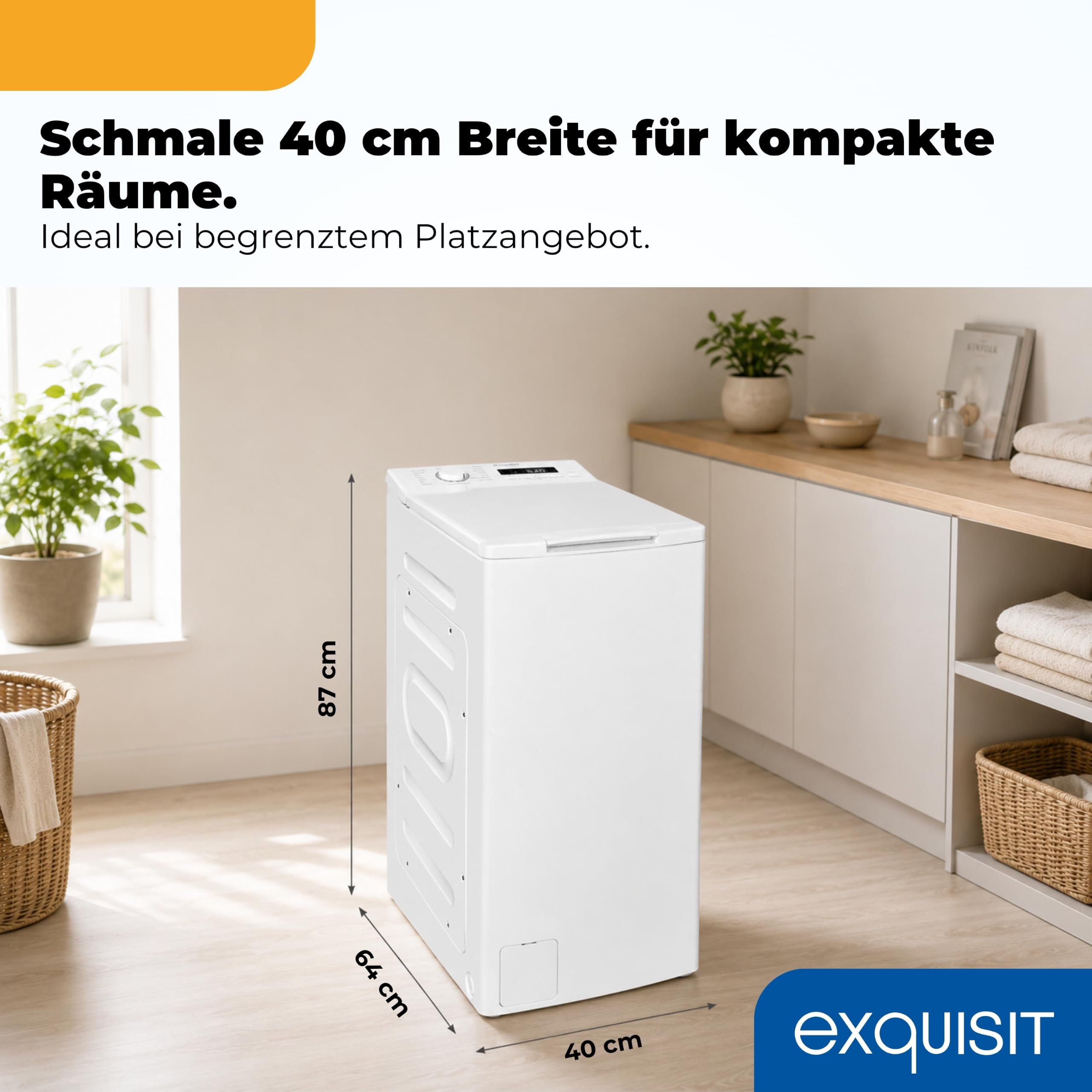 Exquisit Toplader Waschmaschine 7,5kg A 1200 U/Min Weiß 15 Programme Aquastop Startverzögerung