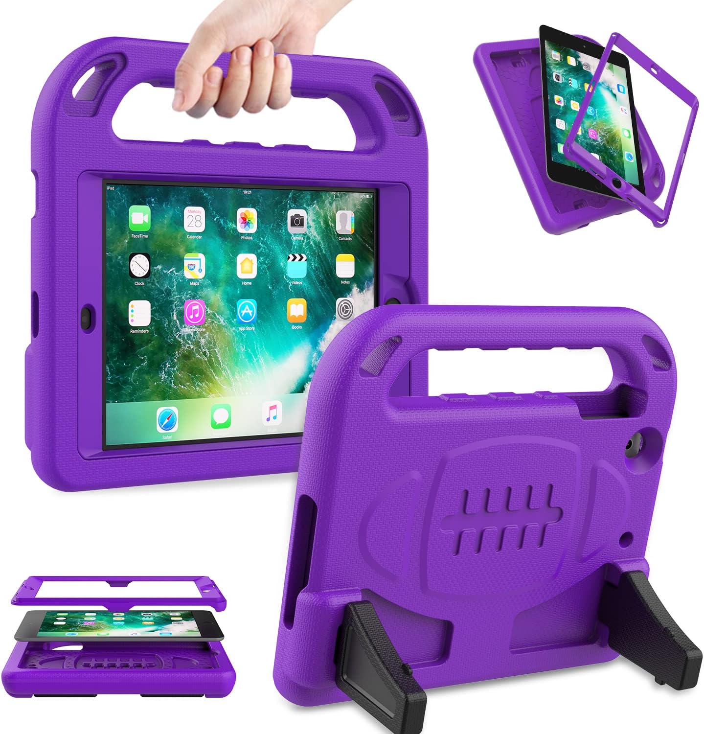 AVAWOKids Case for iPad Mini 1 2 3 - Built-in Screen Protector Light Weight Shock Proof Handle Stand Kids Cover for iPad Mini 1st Gen, iPad Mini 2nd Gen, iPad Mini 3rd Generation - Purple