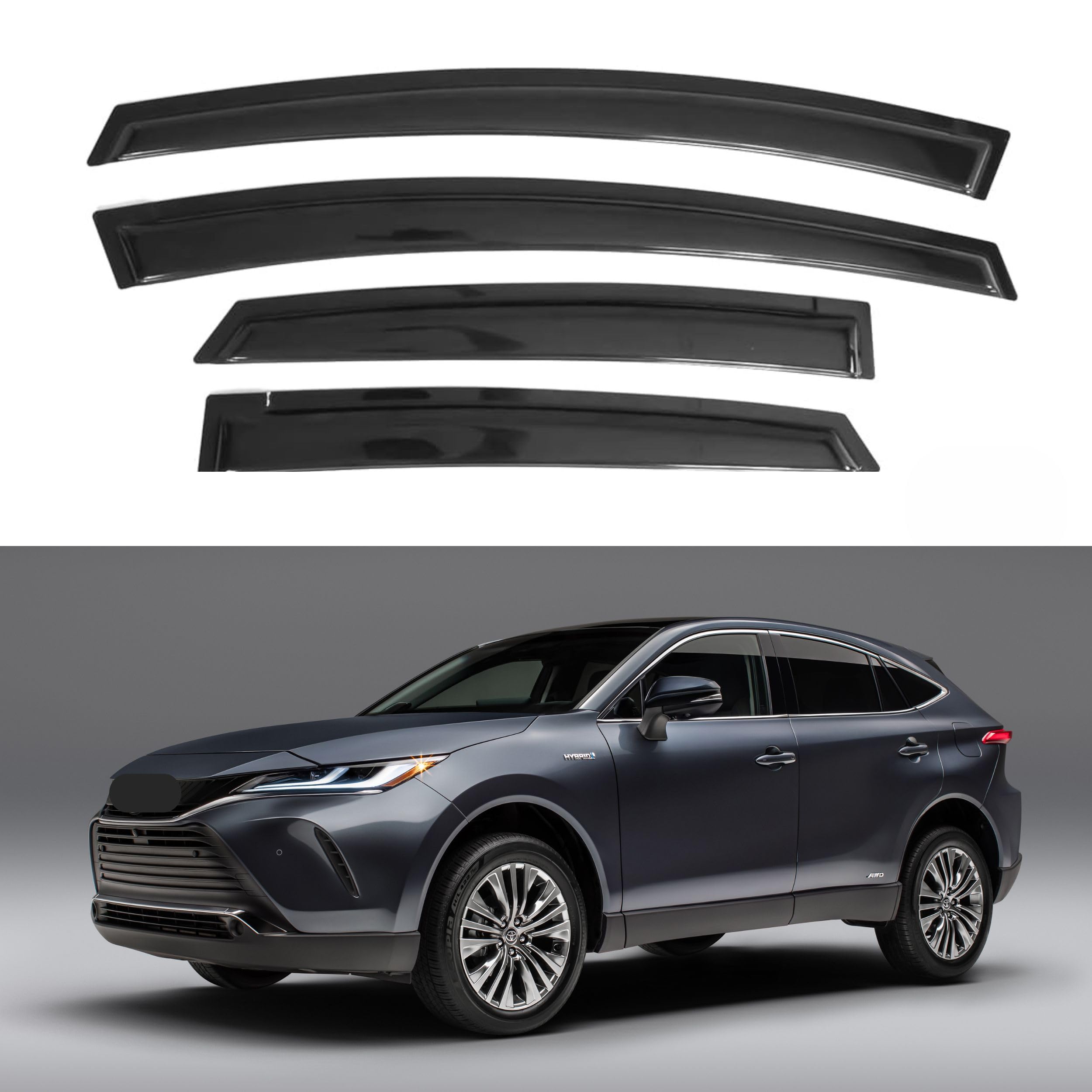 Window Visor Compatible with Toyota Venza 2021-2024, Rain Guard Tape-On Extra Durable Sun Wind Air Side Vent Window Deflector, 2021 2022 2023 2024