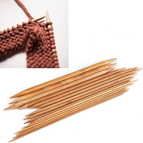 Miniatura 3 de Juego de 75 agujas de tejer, agujas de doble punta de bambú carbonizado en 15 tamaños, 7.9in7.87 pulgadas (0.079in-0.394in)