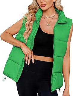 Century Star Puffer Vest for Women's Outerwear Vests Puffy Oversized 2024 Quilted Vest Tops Jackets Coat with Pockets
