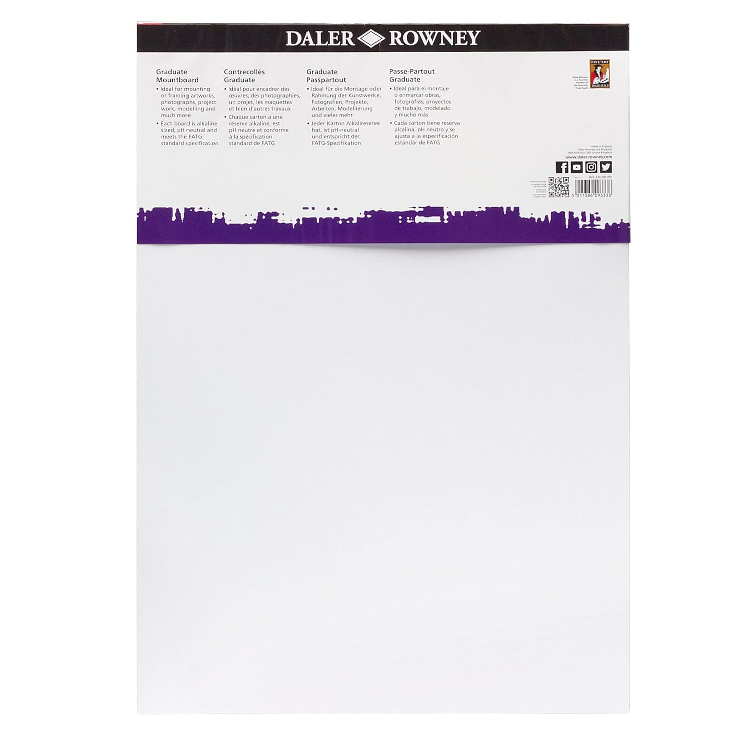 Daler-Rowney Graduate Cream Core A2 Mountboard Pack, 5 x Ice White Smooth Surface, 1.25mm Thick, Ideal for Student Artists