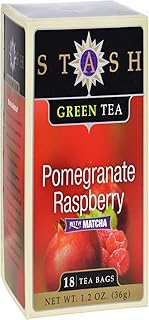 Stash Tea Pomegranate Raspberry Green Tea, 18 Count Tea Bags in Foil Individual Green Tea Bags for Use in Teapots Mugs or Cups, Brew Hot Tea or Iced Tea