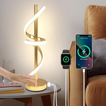 EIDISUNY LED Spiral Table Lamp, Gold, TL-003GD-3D
