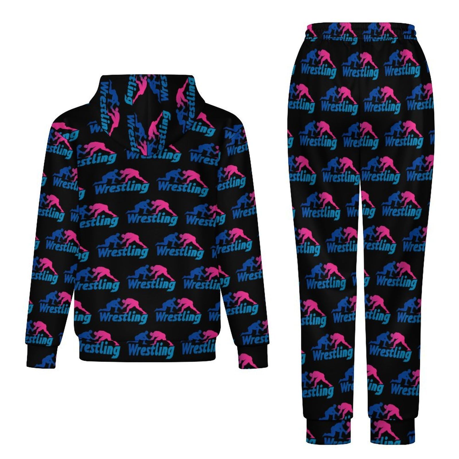 Tute da wrestling per gli uomini a maniche lunghe felpa con cappuccio e pantaloni della tuta tuta Set di tute alla moda