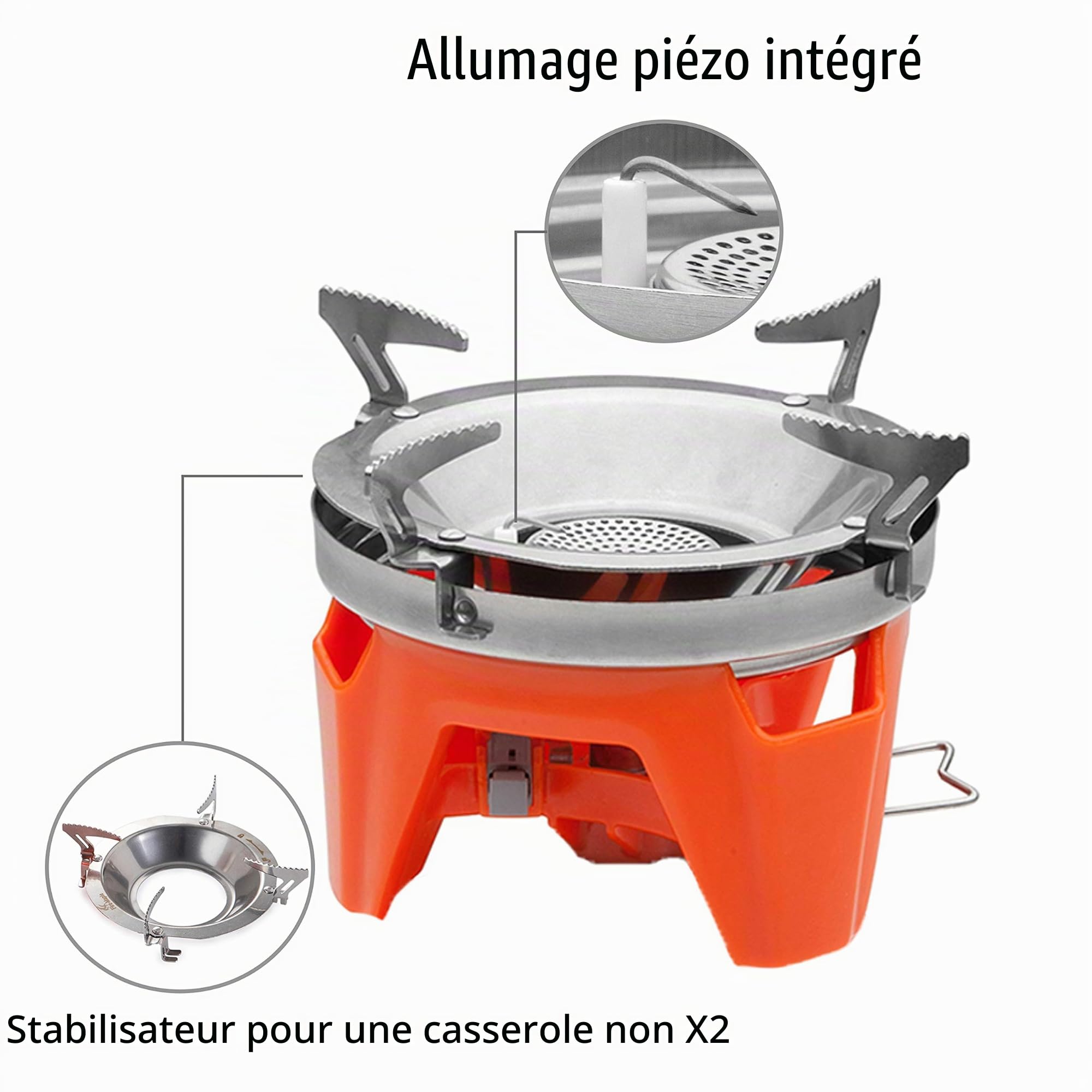 Fire-Maple Fixed Star 2 Réchaud de Camping à Gaz Ultra Léger 2200W Orange