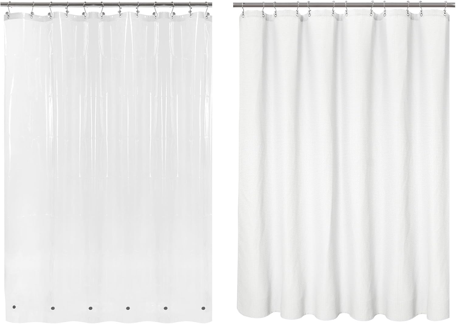 Barossa Design 84" Extra Long Waffle Shower Curtain & PEVA Liner Set, More Color Options