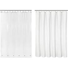 Barossa Design 72x78 Waffle Weave Fabric Shower Curtain & PEVA Liner Set