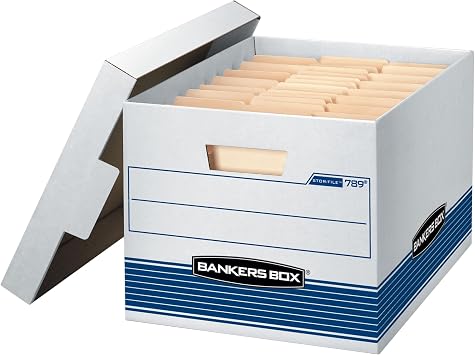 Bankers Box 12-Pack Medium Duty File Storage Boxes with Lids, FastFold Assembly, Letter/Legal, STOR/FILE, (00789)