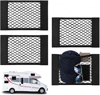 3PCS RV Storage Net, Mesh Cargo Net, Wall Storage Pocket, Adhesive Elastic Mesh Organizer Bag for Camper, Car Trunk, Cabinet Door, Under Sink, Trailer, Campervan Storage Solutions