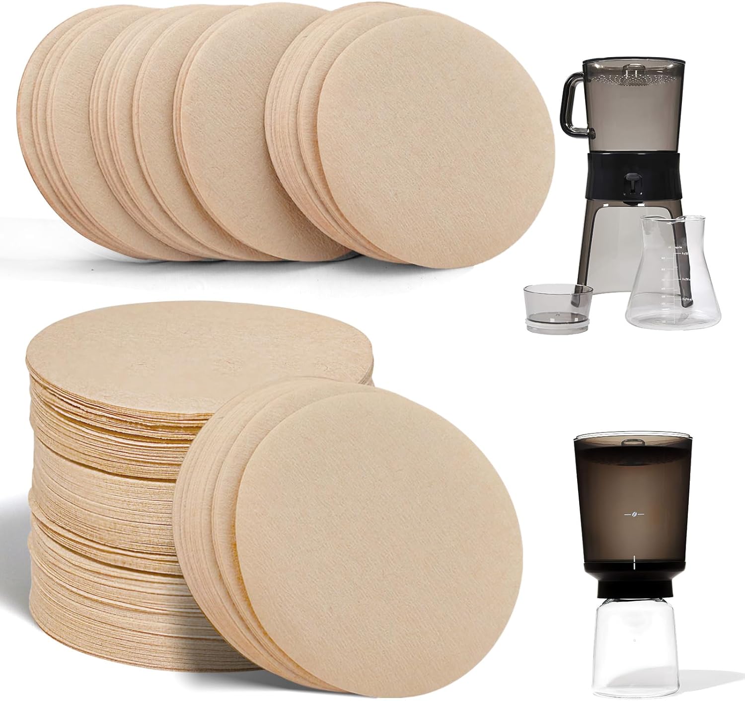Paper Coffee Filters Compatible with OXO Cold Brew Coffee Maker, 500 Pcs Disposable Brown Filter Paper for OXO 32 Ounce ＆ Compact Cold Brew Maker