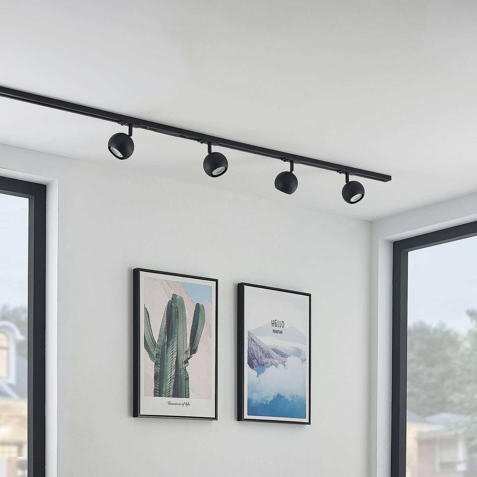Lindby 1-Phasen Schienensystem Komplettset Metall schwarz, Deckenspot 4 flammig 4x GU10 ohne Leuchtmittel bewegliche Deckenstrahler Spots Deckenleuchte
