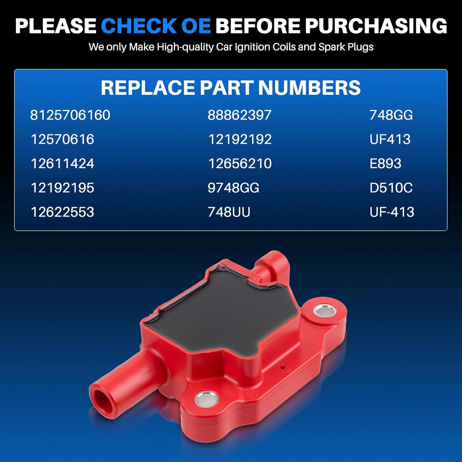 AUTOKAY Square Ignition Coil & Spark Plug Wire 8 Pack for Chevy Silverado 1500 Tahoe for GMC