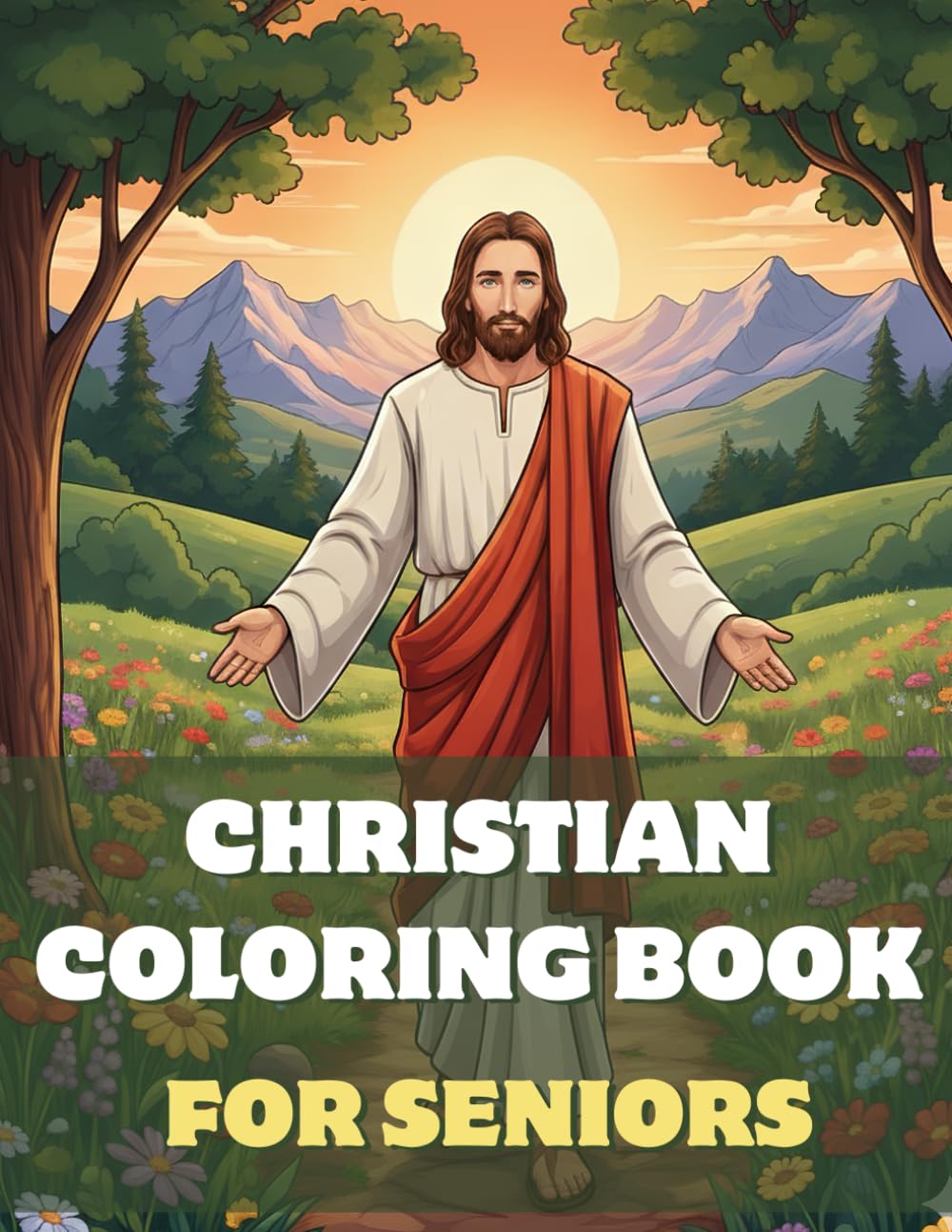 Christian Coloring Book for Seniors: Large Print | Big, Easy Designs for Seniors, Grandma & Grandpa | Bible Scenes and Christian Themes | Relaxation, ... | A Calming Activity to Improve Focus