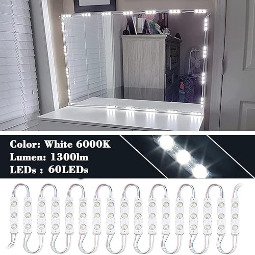 Miniatura 5 de Kintion Luces LED de espejo de tocador estilo Hollywood, LED blanco ultra brillante de 9.8 pies, impermeable IP65 para espejo de baño, 3 modos,