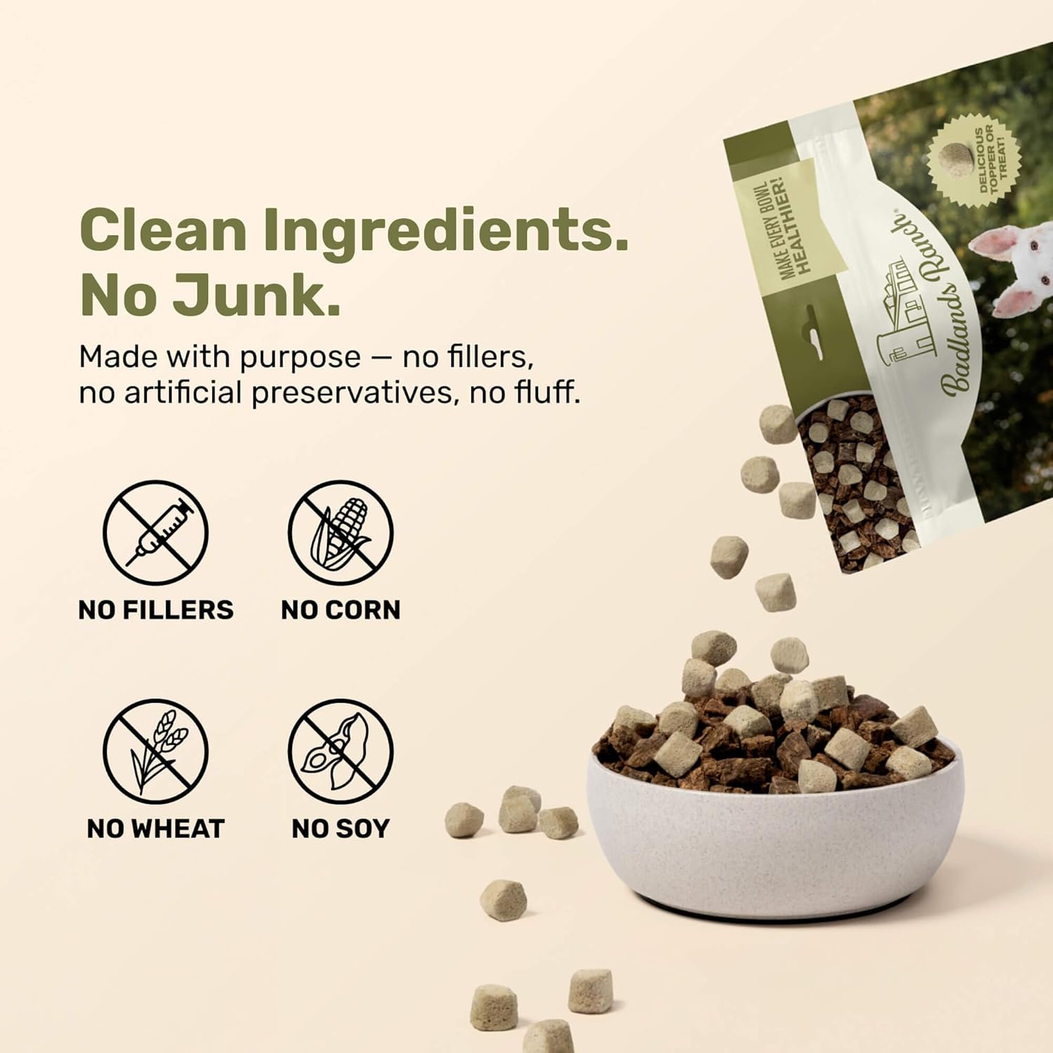 BADLANDS RANCH Superfood Nuggets – Freeze-Dried Raw Dog Treat & Food Topper, Nutrient-Dense Beef Tripe & Kale Formula, High Protein, No Artificial Additives, 8oz Bags (4-Pack Bundle)