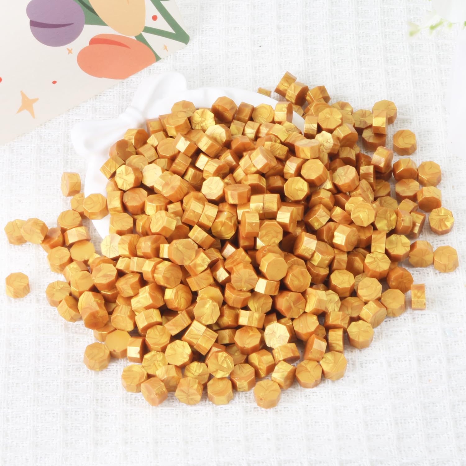 Gold Wax Seal Beads, HOSEALING Premium 360pcs Sealing Beads for Wax Seal Stamp, Metallic Gold Sealing Wax Pellets Refill Pack for Wax Seal Kit, Wedding Invitations, Envelope Letter Sealing