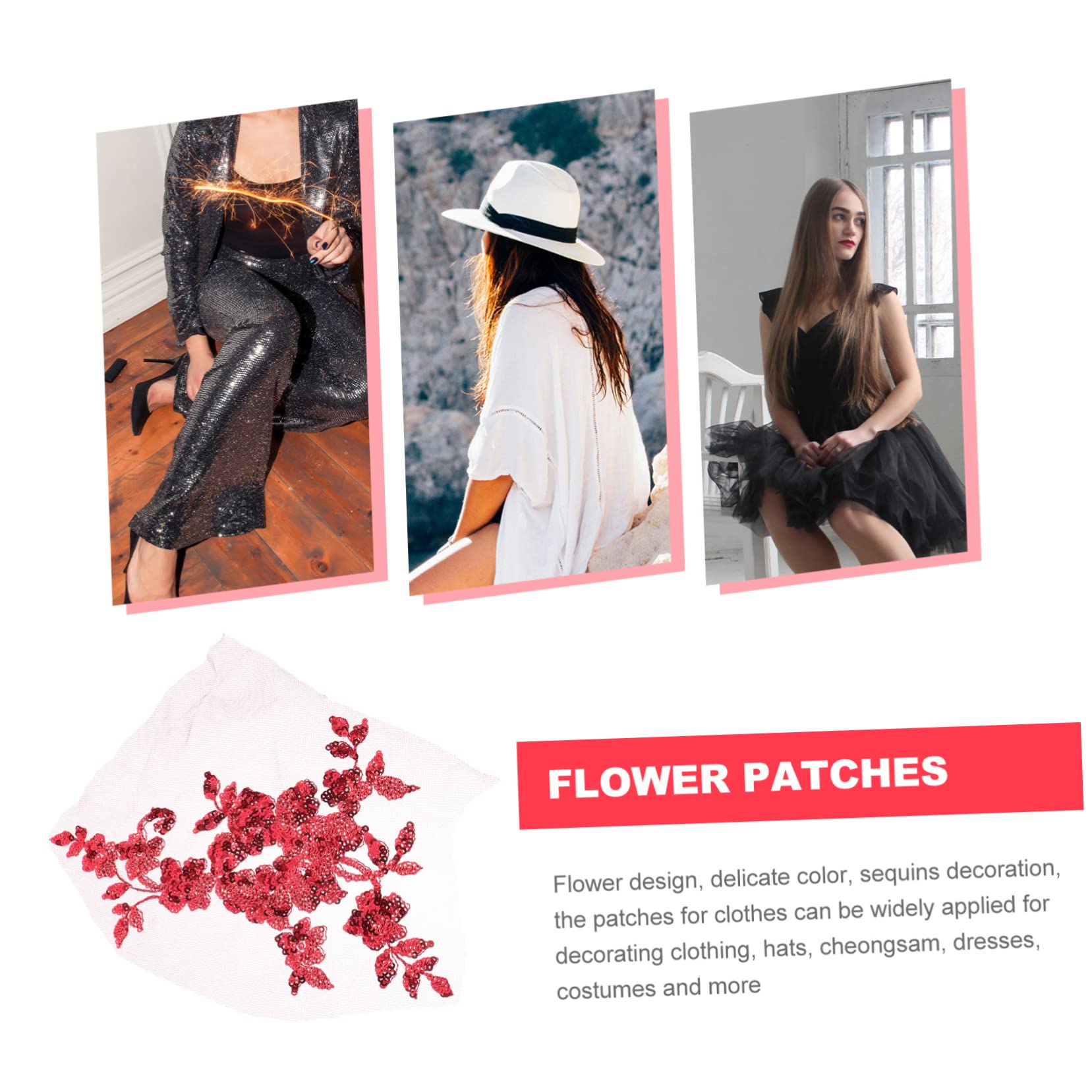 Aplicaciones para ropa, Parches bordados de tela flores, apliques florales encaje con parche hierro 2 piezas