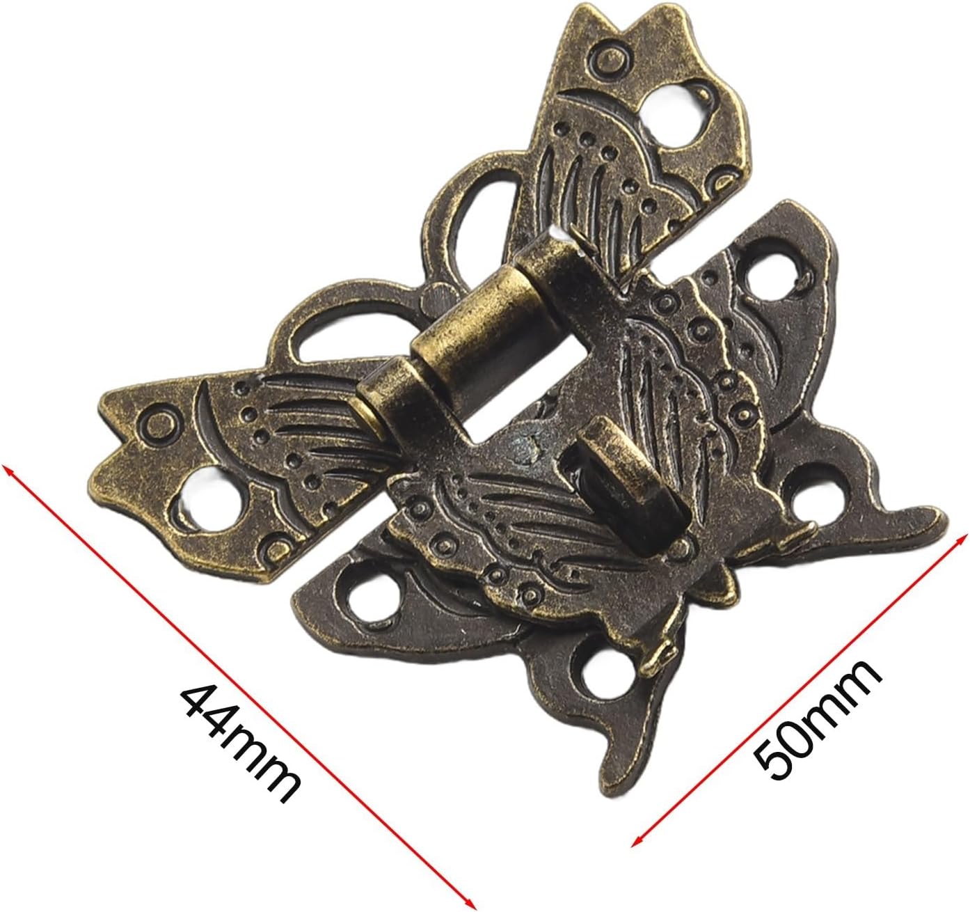 Antique Bronze Butterfly Hasp Latch Wooden Jewelry Boxes, Tool Boxes & Vintage Storage – Zinc Alloy Door Lock, 50 x 43 mm, Retro Decorative Box Closure(Green bronze)