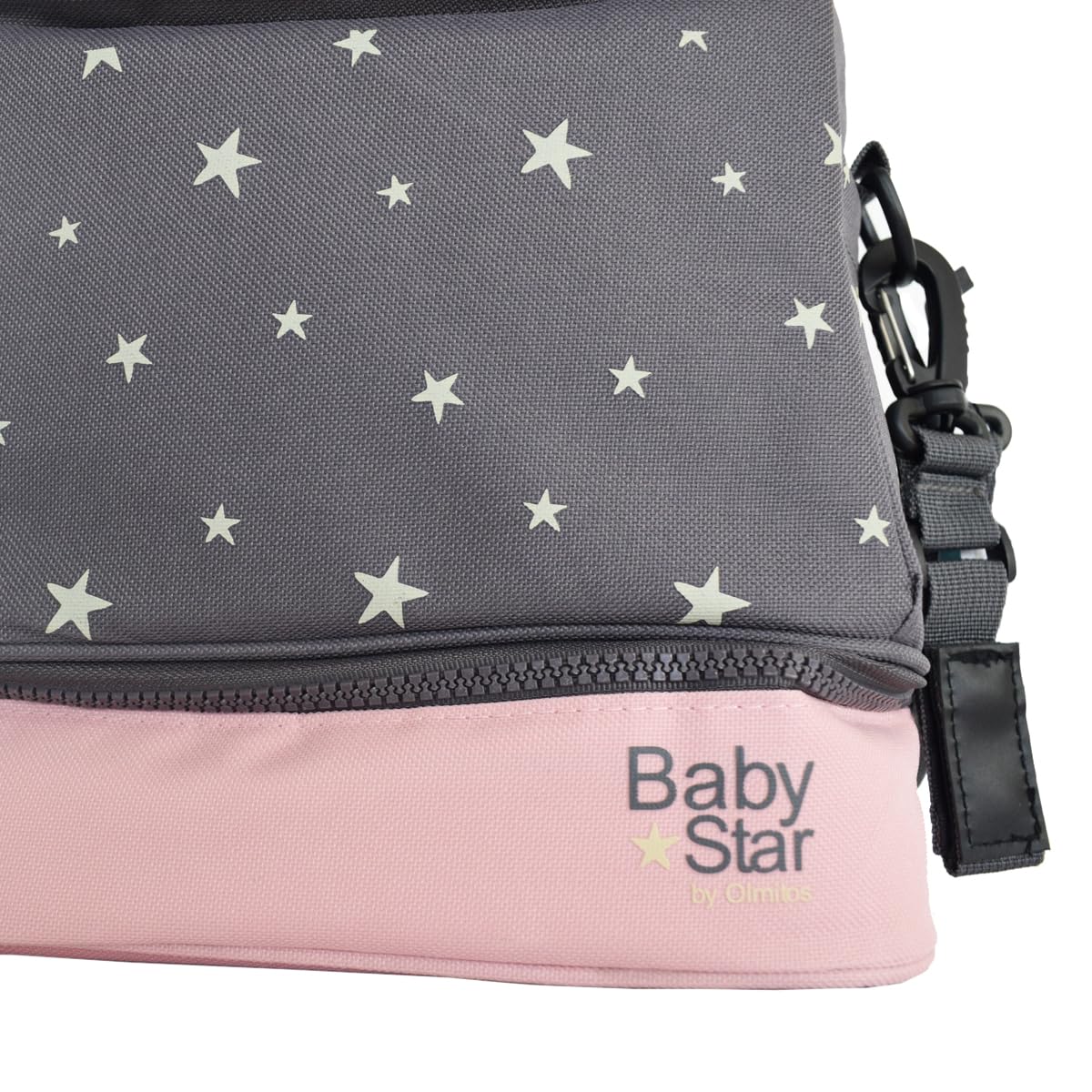 Olmitos - Bolsa bebé isotérmica para Frio y Caliente - Termoaislante para papillas y biberones - 23x21x17 compartimentado (Rosa)