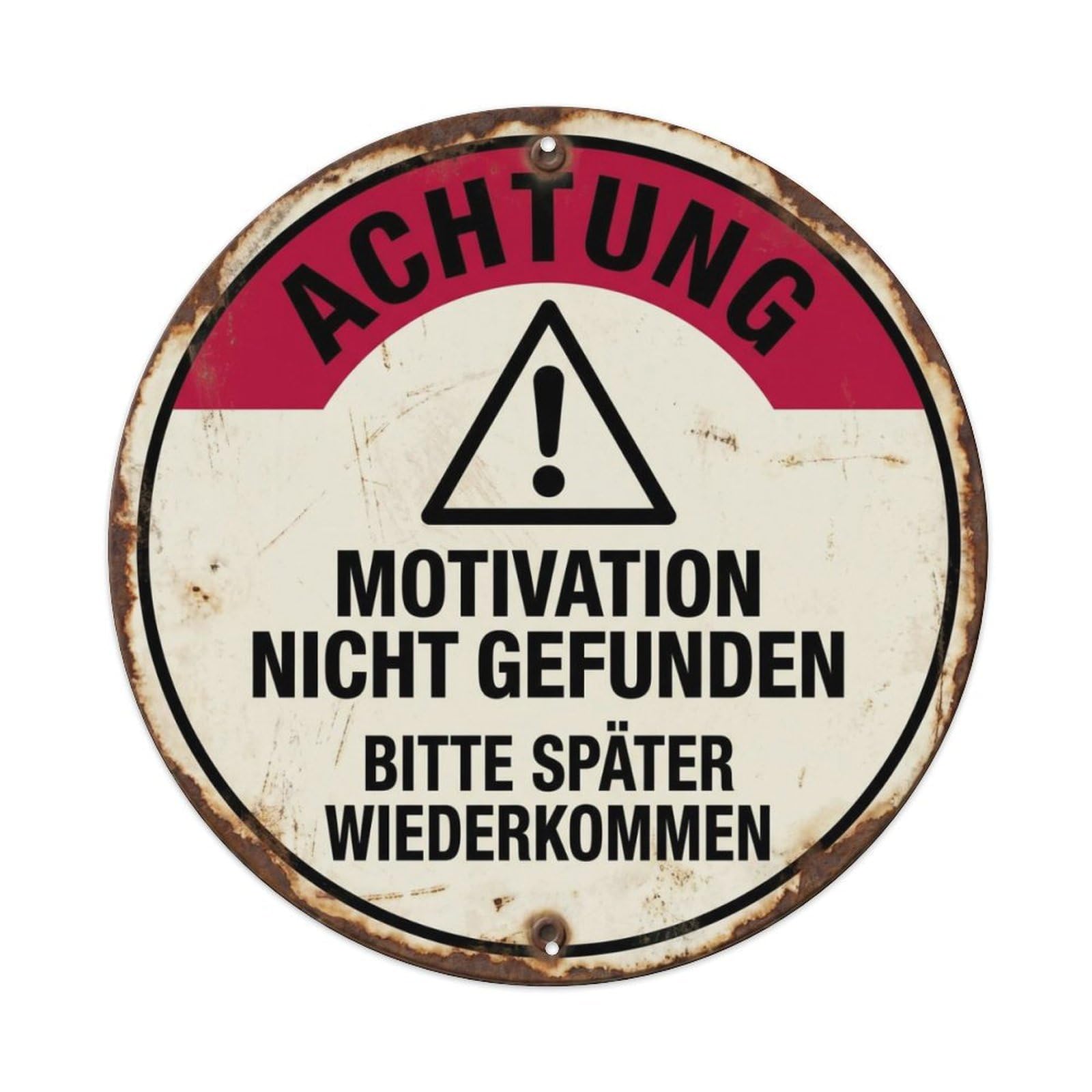 Fqcyn Style Workplace Motivation Warning Metal Tin Sign Plaque Wall Decor For Cafe, Club Bar, Office, Home Garden Round Metal Poster 8X8inch