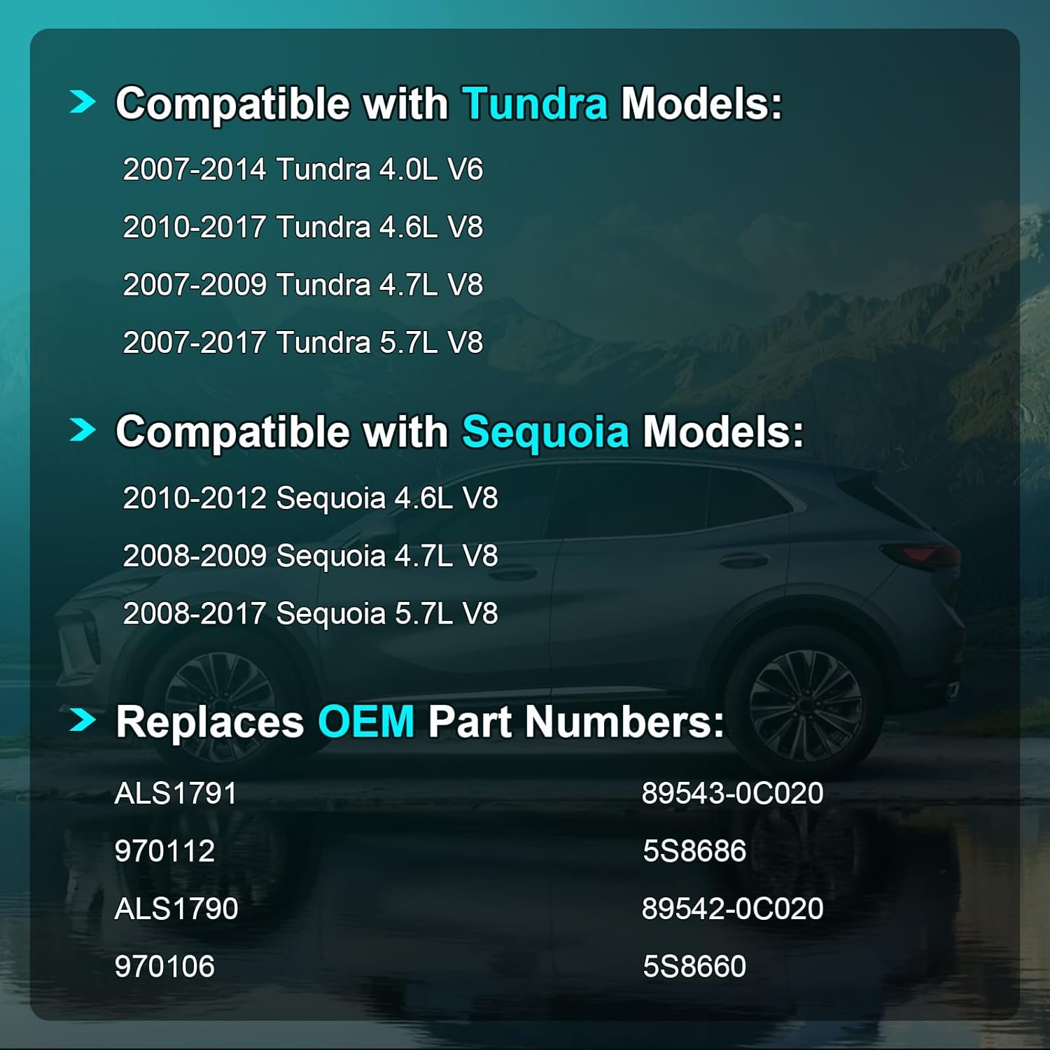 ABS Wheel Speed Sensor Front Rear Compatible with Toyota Tundra Sequoia 2007 2008 2009 2010 2011 2012 2012 2013 2014 2015 2016 2017 Left Right Driver and Passenger(4.0 4.6 4.7 5.7), ALS1791 ALS1790